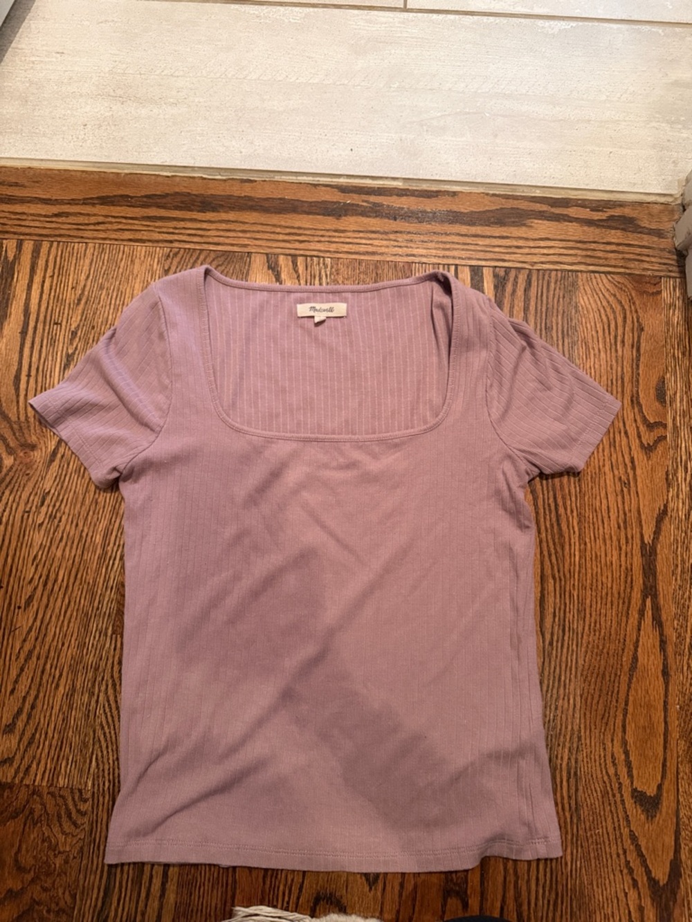 Madewell Ribbed Scoop Neck Short Sleeve Top - Lavender